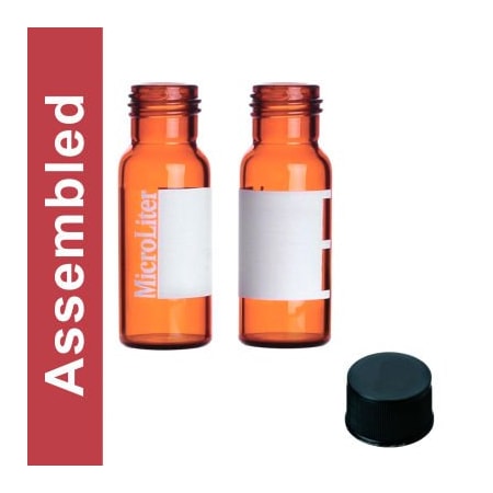 Cp Lab Safety. Wheaton MicroLiter 4ML Amber, Marking Patch Vial Kit, Solid Top Cap, PTFE Liner, 100 pk 13-2210KPS-A